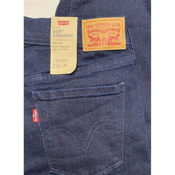 Levi's 505 Straight Jeans Women's 26 Short Dark Navy Blue Super-Stretch Mid-Rise - Picture 8 of 12